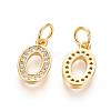 Brass Micro Pave Clear Cubic Zirconia Charms ZIRC-L092-00-G-2