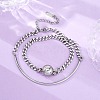 304 Stainless Steel Curb Chain Wrap Bracelets for Women BJEW-A036-12P-1