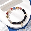 Round Natural Mixed Gemstone Beads Stretch Bracelets BJEW-JB11238-1