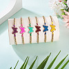 6Pcs 6 Colors Alloy Enamel Link Bracelets BJEW-TAC0043-8