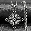 304 Stainless Steel Viking Knot Cross Pendant Necklaces for Men NJEW-S440-08AS-1