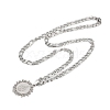 Flat Round with Virgin Pattern 201 Stainless Steel Pendant Necklaces for Men Women NJEW-K283-20P-2
