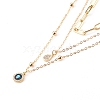 Brass Micro Pave Clear Cubic Zirconia Pendant Necklaces & Paperclip Chain Necklaces Set NJEW-JN03354-01-1