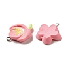 Opaque Resin Peach Blossom Pendants RESI-G093-02-2