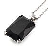 Rectangle Brass Pave Cubic Zirconia Pendant Necklaces for Women NJEW-G156-01P-07-1