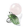 Natural Rose Quartz Fruit Pendants PALLOY-TA00077-01-3