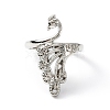 Zinc Alloy Peacock Open Cuff Ring RJEW-WH0003-04A-1