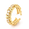 Brass Micro Pave Cubic Zirconia Cuff Ring RJEW-F118-07-4