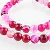 Natural Striped Agate/Banded Agate Round Bead Strands G-E232-08-1