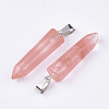 Cherry Quartz Glass Point Pendants G-R220-34N-2