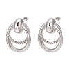 Non-Tarnish 304 Stainless Steel Double Ring Dangle Stud Earrings EJEW-D095-18P-1