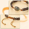 Natural Labradorite Teardrop Link Braided Bead Bracelet BJEW-SZ0002-54C-4