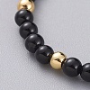 Natural Dyed & Heated Black Agate Stretch Charm Bracelets BJEW-JB04849-01-4