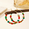 Handmade Glass Seed Beads Christmas Hoop Earrings IE1205-2-1