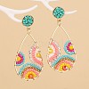 Bohemian Style Alloy Glass Seed Beaded Dangle Stud Earrings FS-WG9BF4A-01-1