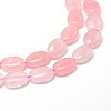 Natural Rose Quartz Flat Oval Bead Strands G-M206-28-3