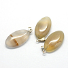 Horse Eye Natural Grey Agate Pendants G-Q363-10-2