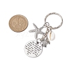 Tibetan Style Alloy with Natural Shell Keychain KEYC-JKC00929-3