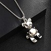 Zinc Alloy with Rhinestone Bear Pendant Necklaces NJEW-M211-13A-P-2