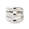 Three-layer Brass Open Cuff Rings for Women RJEW-A046-08P-2