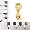 Rack Plating Brass Pave Cubic Zirconia Shield European Dangle Charms KK-Z067-44G-02-3