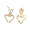 Rack Plating Brass Micro Pave Clear Cubic Zirconia Stud Earrings for Women EJEW-C125-02G-4