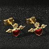 Brass Enamel Stud Earrings for Women EJEW-A126-05A-G-4