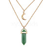 Natural Green Aventurine Cone Pendant Double Layer Necklace UX9990-5-1