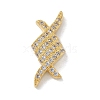 Rack Plating Brass Clear Cubic Zirconia Rhombus Connector Charms KK-A234-069G-1