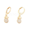 Clear Cubic Zirconia Pineapple Dangle Leverback Earrings EJEW-N012-99-2