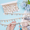 4 Yards Cotton Thread & Linen & Shell Beaded Trim Ribbon OCOR-DR0001-24A-3