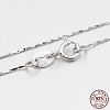 Anti-Tarnish Rhodium Plated 925 Sterling Silver Boston Link Chain Necklaces STER-M086-17B-4