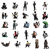 50Pcs Black Cat PVC Waterproof Sticker Labels PW-WG25996-01-3