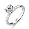 Rhodium Plated 925 Sterling Silver Pave 6.5x3.9mm Moissanite Finger Rings WG6D295-34-4