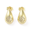 Teardrop Rack Plating Brass Cubic Zirconia Stud Earrings for Women EJEW-B047-02G-13-1
