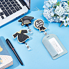 3Pcs 3 Style Graduation Theme Felt Plastic Retractable Badge Reel JEWB-UN0001-02-6