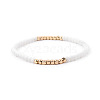 Gold-tone Miyuki Elastic Crystal Beaded Bracelet with Acrylic Tube Beads ST9349097-1