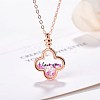 I Love You Clover Floating Pendant Necklace NJEW-BB44350-A-1