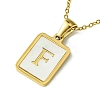Ion Plating(IP) Rectangle with Initial Letter 304 Stainless Steel Pendant Necklace NJEW-R265-04G-F-1