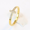 Cross Stainless Steel Micro Pave Clear Cubic Zirconia Finger Rings for Women FS-WG88B59-06-4