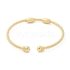 Rack Plating Brass Oval Beaded Cuff Bangle for Women BJEW-M298-13G-2