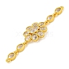 Brass Pave Clear Cubic Zirconia Flower Links Connector Charms KK-P277-50G-2