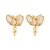 Brass Micro Pave Cubic Zirconia Shell Stud Earrings Findings KK-D363-01C-G-1