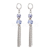 Handmade Flower Printed Porcelain Ceramic Beads Leverback Earrings EJEW-JE06893-3