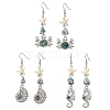 Ocean 304 Stainless Steel Pave Natural Paua Shell Dangle Earrings for Women EJEW-JE07437-2