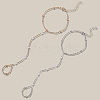 2Pcs 2 Colors Alloy Satellite Chains Finger Ring Bracelets for Women BJEW-CY0001-09-6