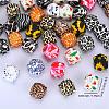 Christmas Colorful Pattern Printed Silicone Beads SI-JX0022A-04-2