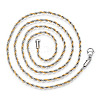 Two Tone 304 Stainless Steel Rope Chains Necklace for Men Women NJEW-N052-02-2