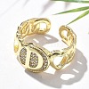 Brass Micro Pave Clear Cubic Zirconia Open Cuff Rings for Women RJEW-K289-02G-D-2