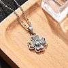 304 Stainless Steel Crystal Rhinestone Clover Pendant Necklaces for Women NJEW-Z056-03P-2